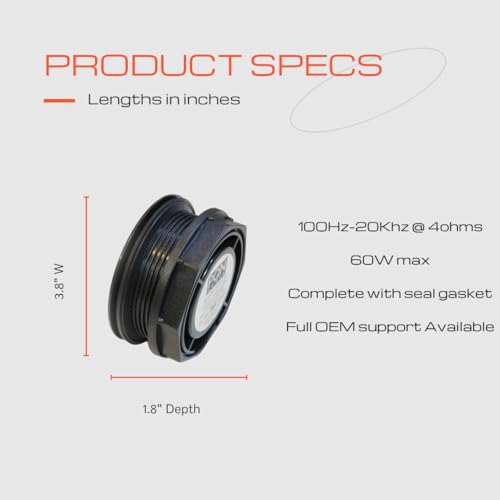 Image of PQN Audio SPA34-4GFCX Rear Nut Mount, Waterproof Low Profile Speakers for Boat, Golf Cart, Motorcycle, RV, Hot Tub - UV Chemical Resistant, Outdoor use Ready (2 Speakers)