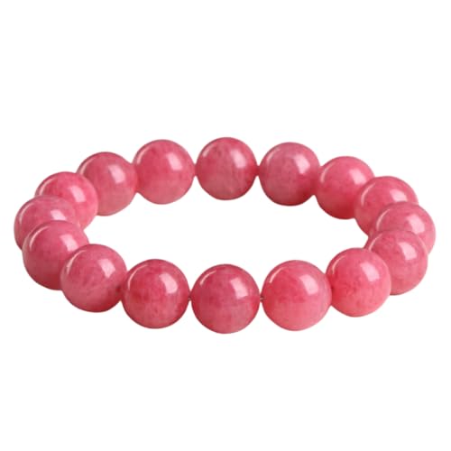 天然石 レディース ブレスレット 天然ピーチピンク翡翠ブレスレットローズラウンドビーズシングルサークルレディースビーズジュエリー11mm約19ビーズ