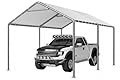 Aoxun 10x15 ft Carport Heavy Duty Car Canopy for Cars, Boats, Trucks, Outdoor Carport Shelter Portable Garage with Reinforced Frame and Stakes, White