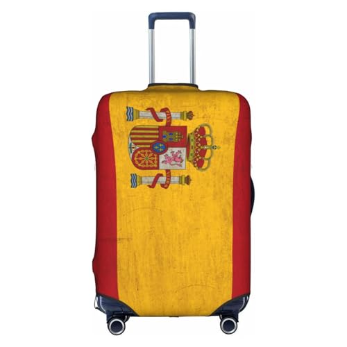 Vintage Spanish Spain Flag Universal Stretch Suitcase Cover Carry On Luggage Sleeve Anti Scratch Travel Baggage Protector for Unisex Women Travel Small