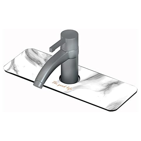 Splash Guard for Sink Faucet, Faucet Absorbent Pad for Kitchen Sink, Faucet Sink Mat Drip and Splash Catcher for Kitchen, Bathroom, Sink Mat, Dish Drying Mat, Sponge Holder, 15"x5.4", DIY (Marble, 1) Cover