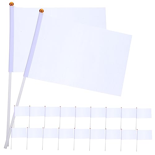 Didiseaon 20pcs Hand-cranked Waving Flag Racing Banner White Commanding Referee Flag