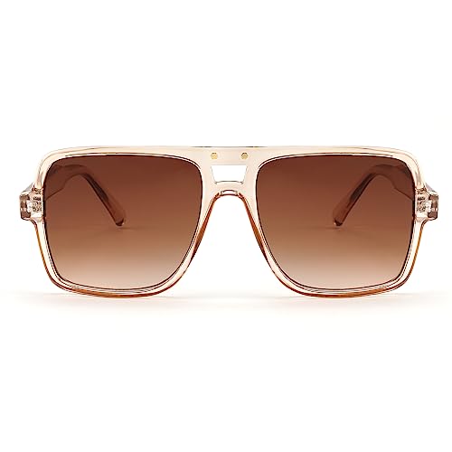 FEISEDY Aviator Sunglasses Women Men, Classic Square Sun Glasses, Double Bridge Pilot Shades B91142