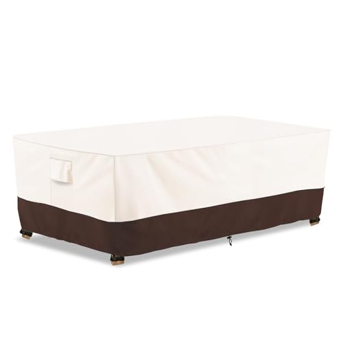 Image of Bitubi Waterproof Patio Coffee Table Cover, Rectangular Outdoor Small Side Table Cover - Fits up to 48L x 28W x 16H inches, Brown