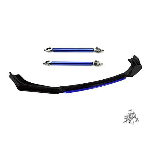 x xotic tech Front Bumper Lip Chin Spoiler Splitter Diffuser Protector Body Kit with Adjustable 8-11 Support Rod Compatible with Honda Accord Civic or VW MK5 MK6 MK7 or Kia Optima Matte Black w/Blue