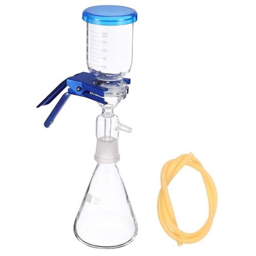 PATIKIL 1Set Vacuum Filtration, 500ml Filtering Vacuum Flask Laboratory Filtration Distillation Equipment Kit 300ml Borosilicate Glass Graduated Funnel Filtering Clamp Assembly Rubber Tube