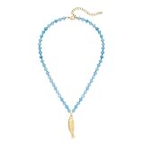 YUJIE Colorful Beaded Necklace for Women, Chunky Boho Choker with Large Gold Puffy Heart Pendant, Trendy Summer Beach Y2K Statement Jewelry Gift (fish)