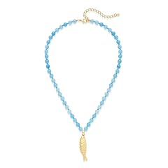 Blue Beaded Fish Necklace