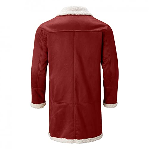 Mens Casual Sherpa Fleece Lined Jackets Winter Warm Fur Collar Long Trench Coats Big And Tall Outwears With Pockets #TOP2