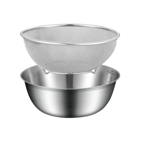Colador de acero inoxidable - Cesta coladora | Colador de alimentos | Escurridor de arroz | Colador de cocina | Escurridor de verduras | Cesta de drenaje multifuncional con tazón para pasta cocida, fr