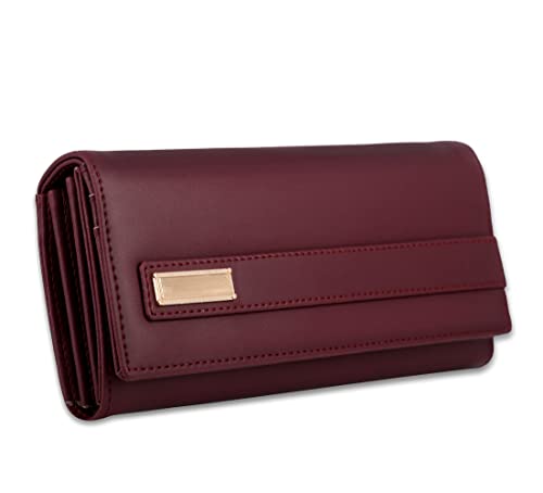 Image of ALSU Women's Maroon Hand Wallet Trendy | Hand Clutch| Hand Purse| 6 Card Pocket| Zipper Pockets| Phone Pocket| Office use (shd-002mar)