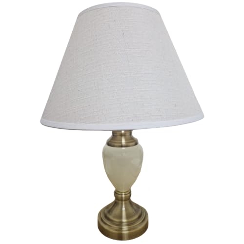 Image of Lighting Supermarket Malham Small Classic Ceramic Table Lamp with Matching Shade - Cream & Antique Brass