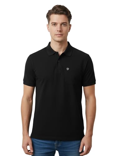 Image of Lux Cozi Men's Cotton Blend Polo T-Shirt with Chest Pocket | Collar T-Shirts for Men | Half Sleeves | Plain - Regular Fit (Pack of 1)