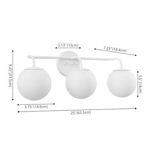 Image of JONATHAN Y Louis Parisian Globe 25 inch Vanity 3-Light, White