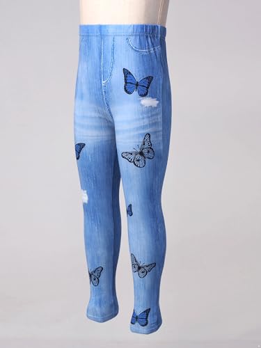 Aislor Kids Girls Slim Fit Jeggings Denim Pants Butterfly Printed Skinny Denim Jeans Stretchy Casual Trousers Bottoms4