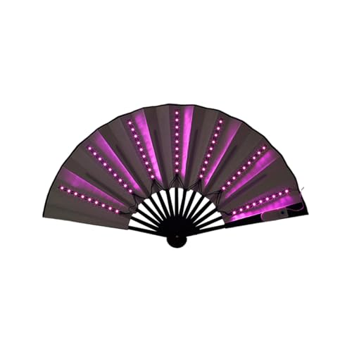 Liakyunf Luz de ventilador plegable a mano, ventilador plegable iluminado - Fan de accesorios de cosplay - Herramientas de enfriamiento del clima caliente, accesorios de baile del club nocturno para