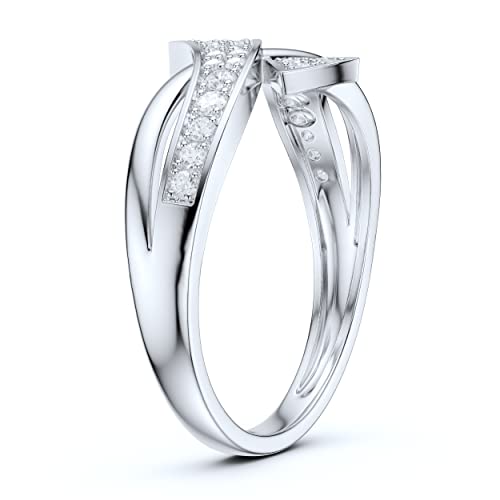 Solid 10K White Gold Romantic Criss-Cross Split Shank Simulated Diamond or Genuine Moissanite Promise Ring Wedding Band4