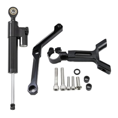 Lenkungsdämpfer-Stabilisator für Motorräder Für Tri&umph Für STREET TRIPLE 765 S/R RS 2017-2022 Motorrad Lenkungsdämpfer Stabilisator Halterung Montage Kit(Black)