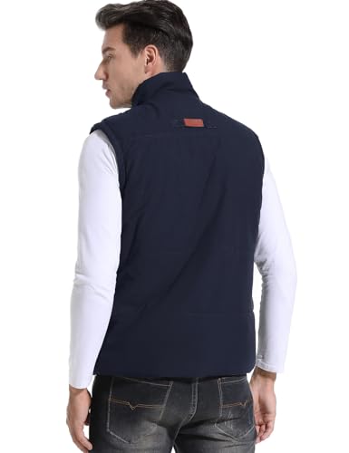 Image of Flygo Men's Winter Warm Outdoor Padded Puffer Vest Thick Fleece Lined Sleeveless Jacket