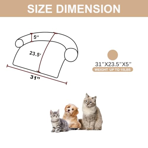 Image of Luxurious Calming Dogs /Cats Bed Mats, Dog Pad Washable Removable Couch Cover, Plush Long Fur Mat for Pets, Waterproof Lining, Perfect for Small, Medium and Large Dogs and Cats (Beige, 31 inchx23 inch)