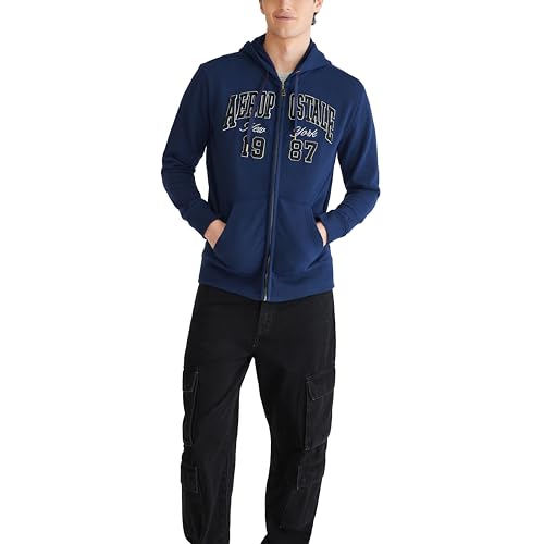 Amazon.com: Aero Logo Full Zip Hoodie- Arch, Cadet Navy, XS