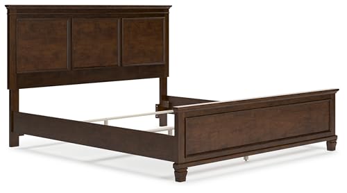 Image of Signature Design by Ashley California King Panel Bed, Brownish Cherry | Hardwood and birch veneer MDF construction with 52-inch headboard, Cal king bed for master bedrooms, Danabrin Series