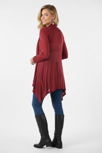 Image of ToBeInStyle Womens Open Front Long Sleeve Lightweight Asymmetrical Draped Cardigan with Side Pockets