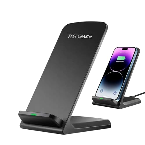 Soporte de carga inalámbrico plegable – Estación de carga rápida de 15 W | Soporte de teléfono ajustable para teléfonos inteligentes y soporte de escritorio compacto con indicador LED para dormitorio