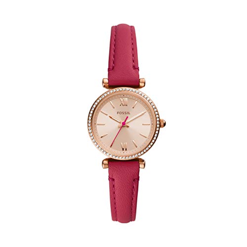 Fossil Women's Carlie Mini Quartz Stainless Steel and Eco-Leather Watch, Color: Rose Gold, Berry (Model: ES5006) Fossil Women's Carlie Mini Quartz Stainless Steel and Eco-Leather Watch, Color: Rose Gold, Berry (Model: ES5006)
