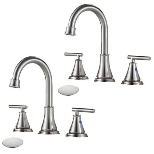 Fransiton 8 Inch Widespread Bathroom Sink Faucet 3 Hole 2-Pack, Brushed Nickel with Metal Pop-Up...