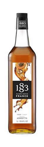 Image of 1883 Amaretto Syrup - Premium French Flavoring Syrup for Coffee, Lattes, Cocktails, Mocktails & Iced Beverages - 1L Glass Bottle, Made in France