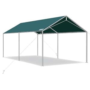 Quictent 10x15 ft Heavy Duty Car Canopy Galvanized Frame Carport Outdoor Party Tent Boat Shelter with 3 Reinforced Steel Cables - Green