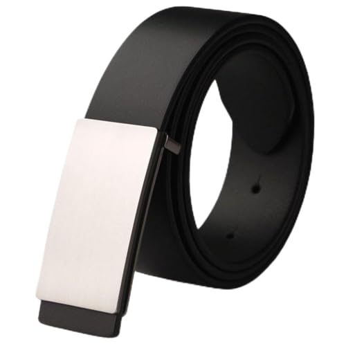 Men's Belt First Layer Cowhide Snap Buckle Through Dyed Leather Extended Suitable for Casual Business Gift