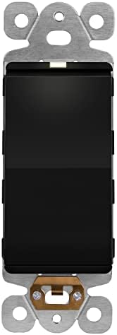 LIDER Lighted Decorator Switch, Residential Grade and UL Listed, Paddle Light Switch with Locator Light, Matte Finish Rocker Switch, Minimalist Design, 1-Pole, 3-Wire, 15A 120-277VAC, Black