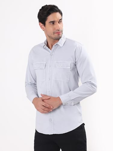 Image of Premium Men Plain Shirt Full Sleeve | Button Down Collar RFD Lightweight Fabric | Regular Fit Casual Wear Shirt with Double Pocket Design