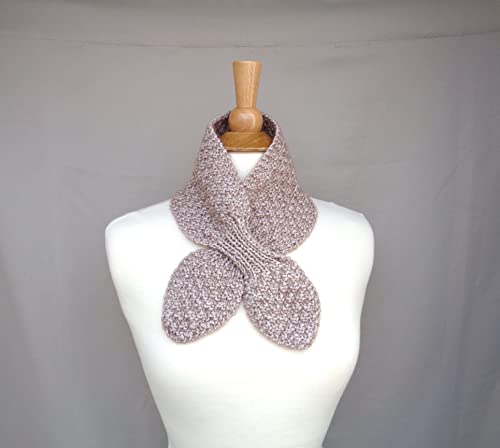 Ascot Bow Scarf, Hand Knit Cotton Blend, Pull Through Keyhole Scarf, MULTIPLE COLOR CHOICES4