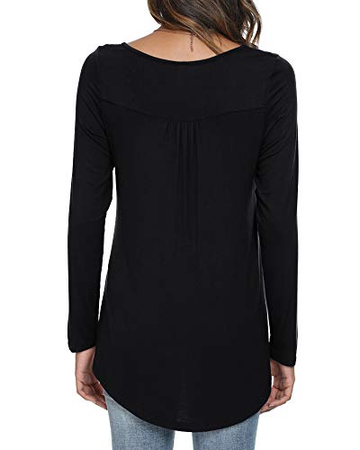 POPYOUNG Women's Long Sleeves Tunic Tops to Wear with Leggings Loose Fit Dressy Empire Waist Fall Tops3