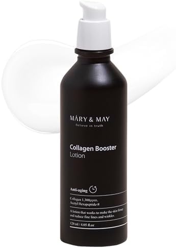 Mary&May Collagen Booster Lotion — Anti Aging Face Cream & Firming Moisturizer for Wrinkles, Fine Lines & Elasticity, Hydrating Collagen Cream for Face & Neck, Hypoallergenic Korean Skincare K-Beauty, 4.05 fl. Oz.