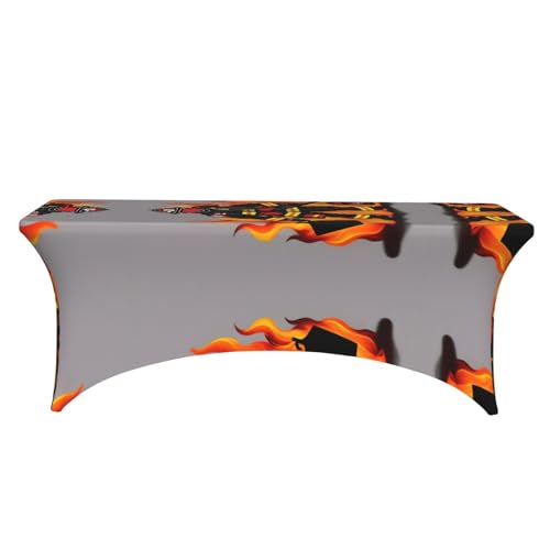 Housse de table rectangulaire extensible élasthanne imprimé pompier - 3