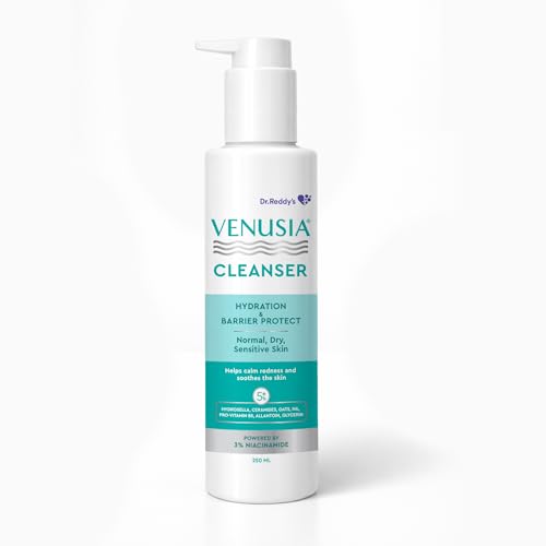 Image of Venusia Hydrating & Barrier Protect Cleanser | With Ceramides, Hyaluronic Acid, Niacinamide, Pro-Vitamin B5 | For Normal, Dry, and Sensitive Skin | PAMAS free | Skin-friendly Ph | 250 ml | From the House of No.1 Dermatologist Recommended Moisturiser