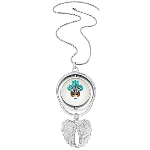 Collier avec pendentif tête cyan Happy Carnival ailes d'ange pour femme