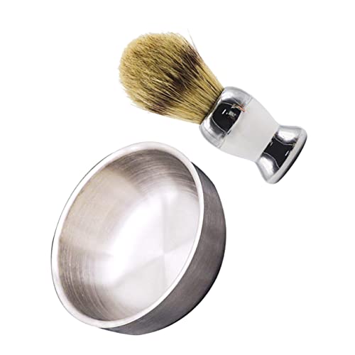IWOWHERO 2pcs Brush and Cup Wet Shaving Tools Kit for Men Grooming Beard Shave Bowl Set
