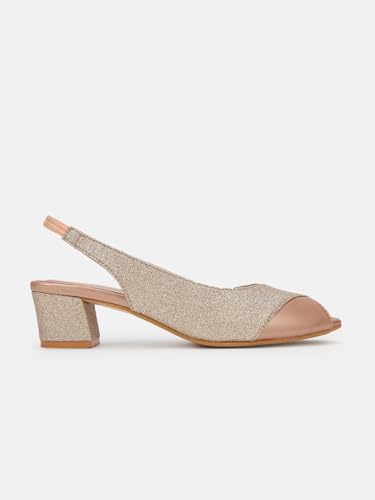 Marc Loire Women's Slip On Shimmer Peep Toes Block Heel Fashion Sandals for Casual, Outdoor, Party and Holidays - Image 3