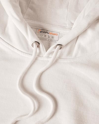 Image of prabhu bhakti Solid White Peacock Feather Back Printed Pullover Full Sleeve White Hoodies Full for Men