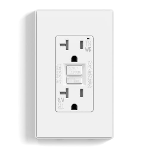 ELEGRP GFCI Outlet Outdoor 20 Amp Self-Test GFI Electrical Outlet with Thinner Design Weather & Tamper Resistant GFCI Receptacle Ground Fault Receptacle w/Wall Plate UL Listed Matte White 1 Pack
