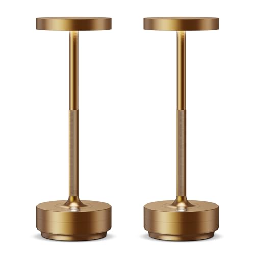 SLSMD Lampada da tavolo senza fili LED Ricaricabile Dimmerabile 5000mAh 3 Modalità di Luce Uso Interno/Esterno batteria Lunga Durata Trasportabile USB-C Lampada da tavolo (2x Bronzo)