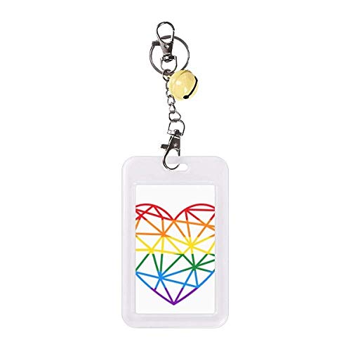 Porte-carte de crédit jaune et badge LGBT cœur anti-perte à clochette