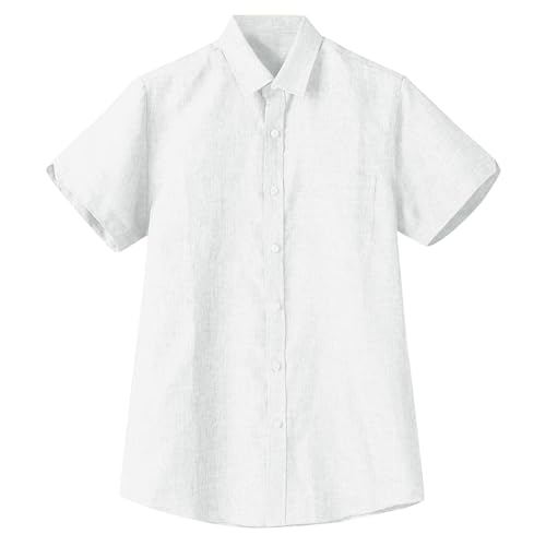 Men's Cotton Linen Shirts Summer Short Sleeve Button Down Shirt Solid Beach Vacation Wedding Shirts2