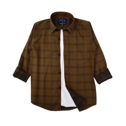 Image of Rocket Science Boy's Casual Regular-Fit Cotton Checked Long Sleeves Shirt.