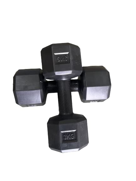 Image of PVC Dumbbells (1-5 kgs) Set of 2 Hex Dumbbells Set with Skip Rope for Fitness and Weight Loss Exercises (10 kgs (2 x 5 kg))